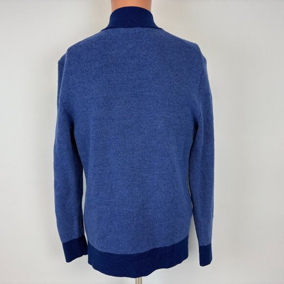UNTUCKit Sorensen Sweater Mens Size L Blue Cross Stitch Merino Wool - Picture 3 of 5